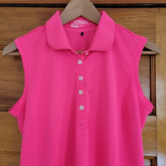 Nike Golf Tour Performance Dri Fit Pink Sleeveless Shirt - Picture 3 of 9
